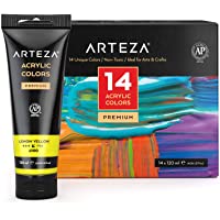 Arteza Bolsas de pinturas acrílicas para el arte- Juego de 14 colores numerados- 14 bolsas de 120 ml- Pintura acrílica…